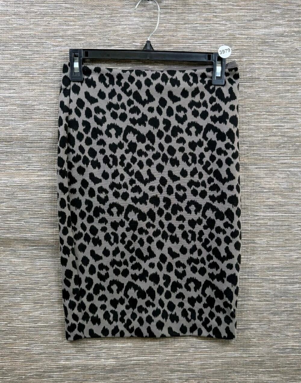 Victoria's Secret Ponte Print Pencil Stretch Skirt Grey Black Leopard Size 2